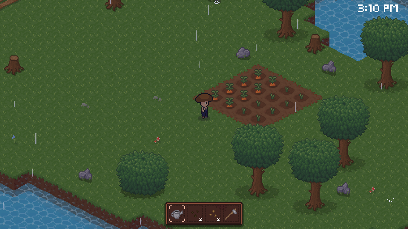 Crops growing in rain